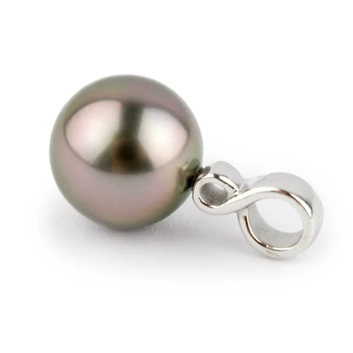 Necklaces Kamoka Pearl Flashy Pink 95mm Tahitian Pearl Infinity Pendant on 14K White Gold