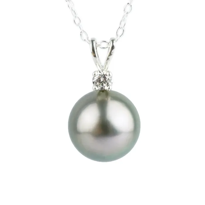 Necklaces Kamoka Pearl Tahitian Pearl Diamond Silvery Pink toile Necklace on Sterling Silver Necklaces Kamoka Pearl Tahitian Pearl Diamond Silvery Pink toile Necklace on Sterling Silver