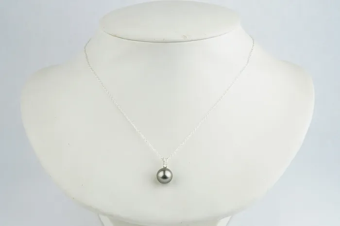 Necklaces Kamoka Pearl Tahitian Pearl Diamond Silvery Pink toile Necklace on Sterling Silver