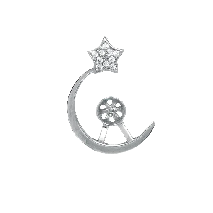 Necklaces MPST038 DIY Mount Pendant 925 Sterling Silver Moon and Star Rhinestone Necklaces MPST038 DIY Mount Pendant 925 Sterling Silver Moon and Star Rhinestone