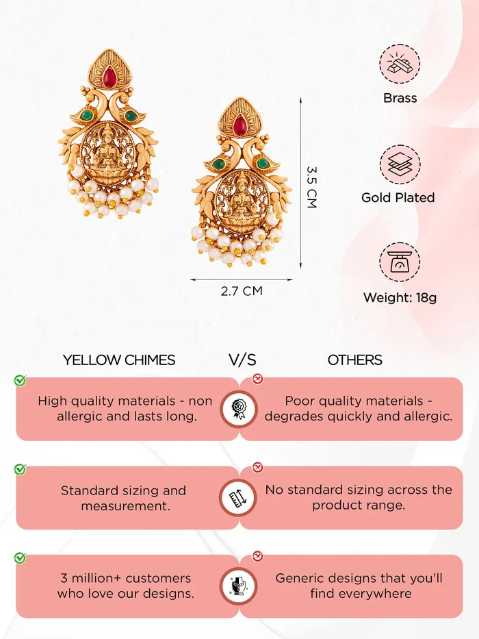 Necklaces Pearl Drop Earrings Traditional Gold Plated with White Pearls Gift for Women 45cm Gold Yellow Chimes