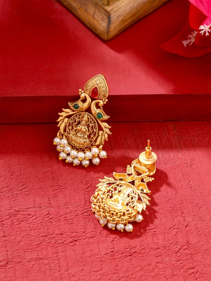 Necklaces Pearl Drop Earrings Traditional Gold Plated with White Pearls Gift for Women 45cm Gold Yellow Chimes