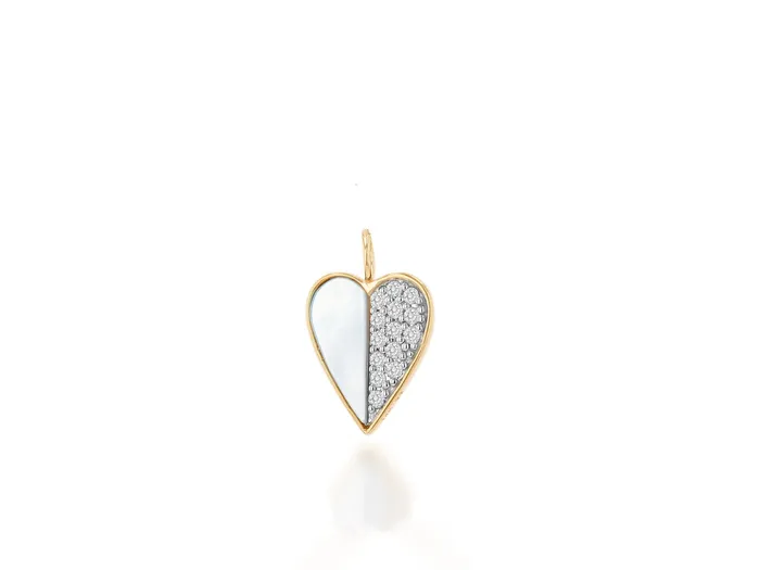 Necklaces Rachel Reid Diamond And Mother Of Pearl Heart Charm