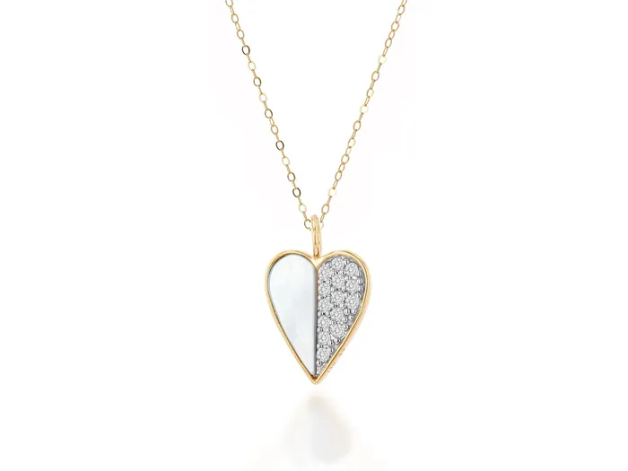 Necklaces Rachel Reid Diamond And Mother Of Pearl Heart Charm Necklaces Rachel Reid Diamond And Mother Of Pearl Heart Charm