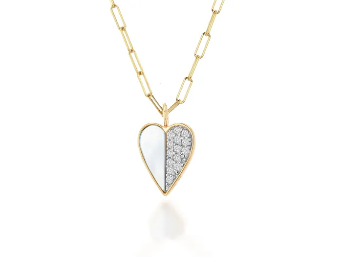 Necklaces Rachel Reid Diamond And Mother Of Pearl Heart Charm Necklaces Rachel Reid Diamond And Mother Of Pearl Heart Charm