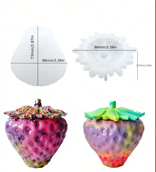 Necklaces RESIN ART HUB Strawberry Silicone Mold for Jesmonite Art