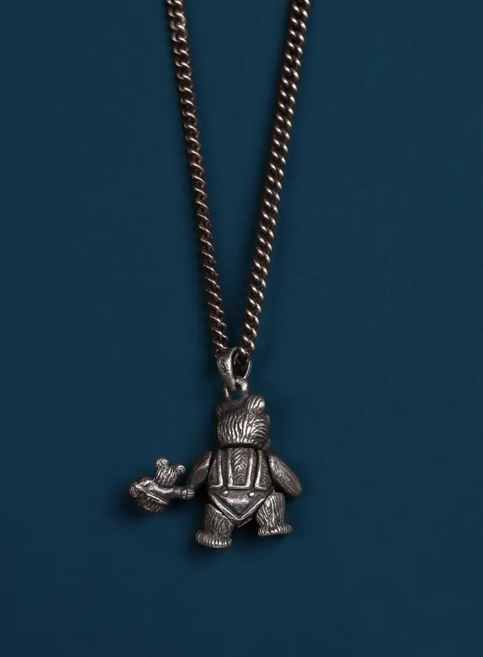 Necklaces WE ARE ALL SMITH Sterling Silver Ride or Die Teddy Bear Necklace for Men