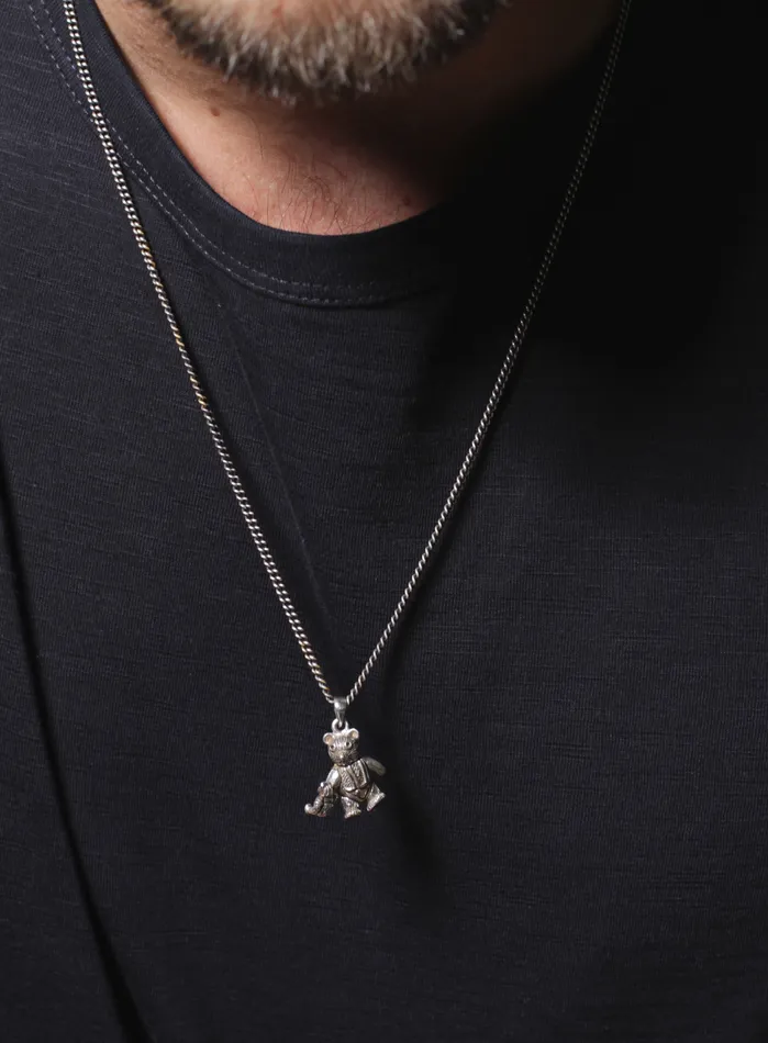 Necklaces WE ARE ALL SMITH Sterling Silver Ride or Die Teddy Bear Necklace for Men