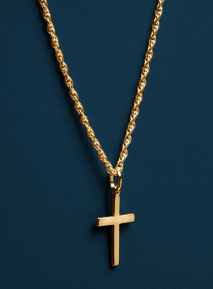Necklaces We Are All Smith Vermeil 14K Gold Filled Cross Necklace Rope Chain