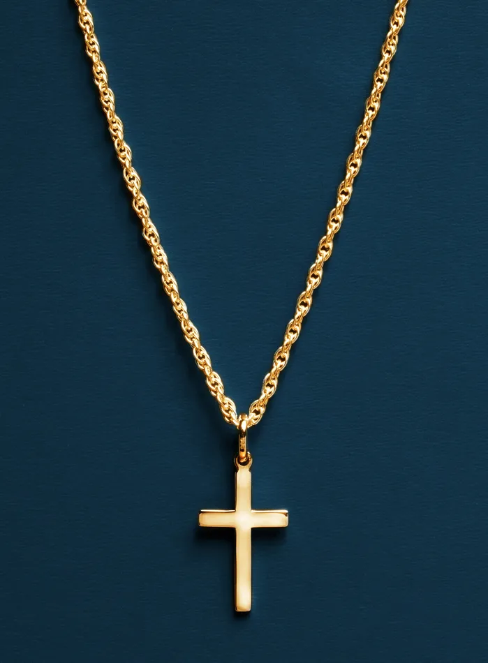 Necklaces We Are All Smith Vermeil 14K Gold Filled Cross Necklace Rope Chain