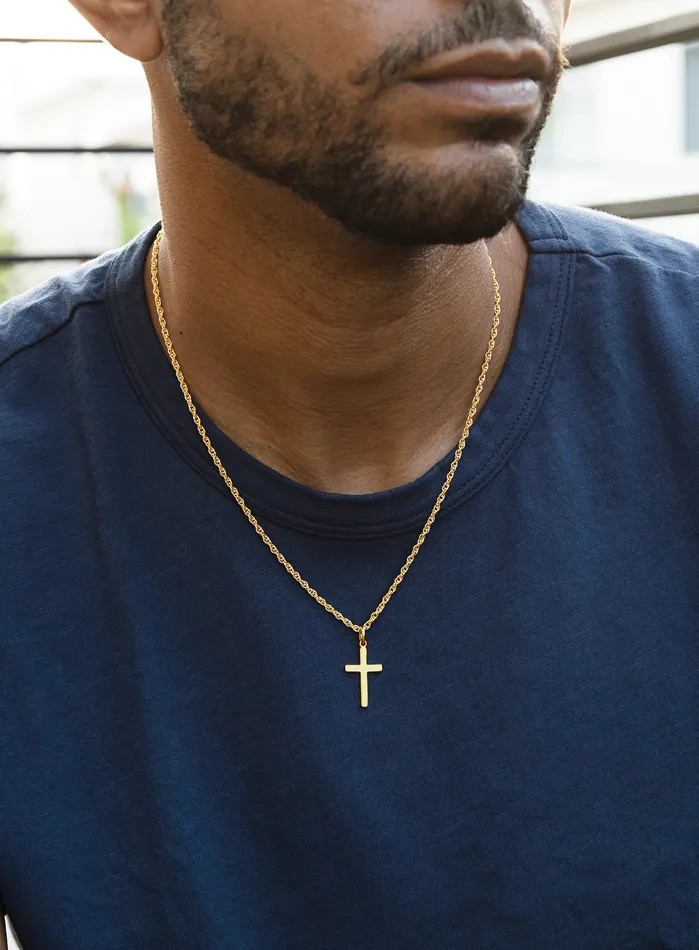 Necklaces We Are All Smith Vermeil 14K Gold Filled Cross Necklace Rope Chain