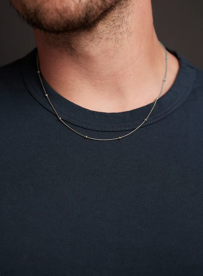 Necklaces WE ARE ALL SMITH Waterproof Silver Stainless Steel Minimalist Satellite Chain Necklace