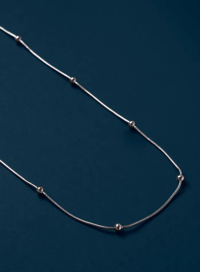 Necklaces WE ARE ALL SMITH Waterproof Silver Stainless Steel Minimalist Satellite Chain Necklace