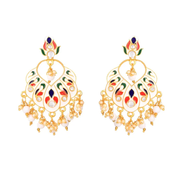 Necklaces Yellow Chimes Beautifully Enamelled Stylish Gold Plated Meenakari Chandbali Earrings for Women and Girls Yellow Chimes Necklaces Yellow Chimes Beautifully Enamelled Stylish Gold Plated Meenakari Chandbali Earrings for Women and Girls Yellow Chimes