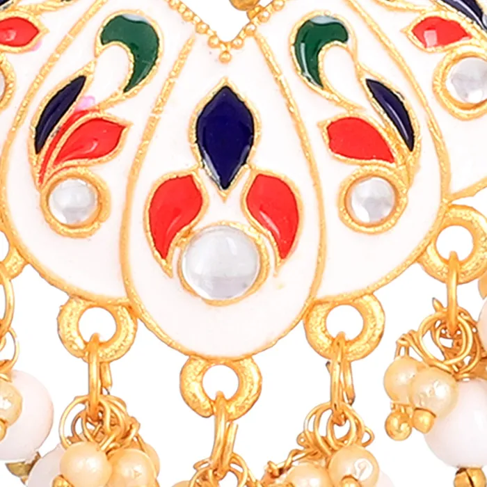 Necklaces Yellow Chimes Beautifully Enamelled Stylish Gold Plated Meenakari Chandbali Earrings for Women and Girls Yellow Chimes