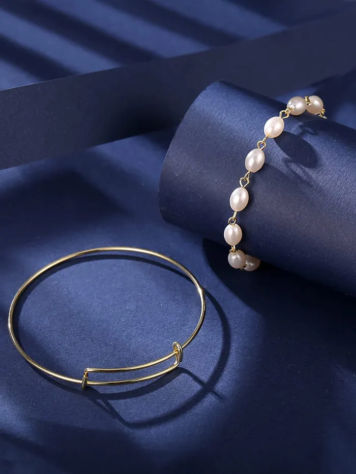 Necklaces Yellow Chimes Bracelet For Women Gold Tone Pearl Beaded Multilayered Statement Bracelet For Women and Girls Yellow Chimes