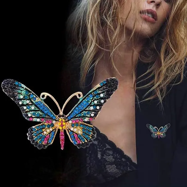 Necklaces Yellow Chimes Brooch for Women Blue Butterfly Shaped Brooch Fashionable Brooch for Girls and Women Yellow Chimes