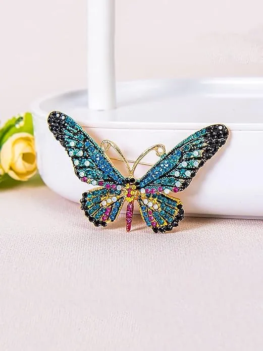 Necklaces Yellow Chimes Brooch for Women Blue Butterfly Shaped Brooch Fashionable Brooch for Girls and Women Yellow Chimes