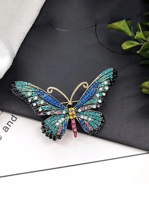 Necklaces Yellow Chimes Brooch for Women Blue Butterfly Shaped Brooch Fashionable Brooch for Girls and Women Yellow Chimes