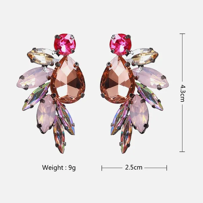 Necklaces Yellow Chimes Earrings For Women Multicolor Crystal Studded Tear Drop Earrings For Women and Girls Yellow Chimes