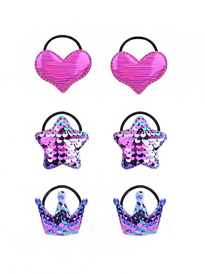 Necklaces Yellow Chimes Melbees by Yellow Chimes Combo of Sequins Studded 6 PCS Ponytail Holders Rubber Bands and 3 Pairs Hair Clips Hair Accessories for Kids Girls Pack of 12 MultiColor Medium
