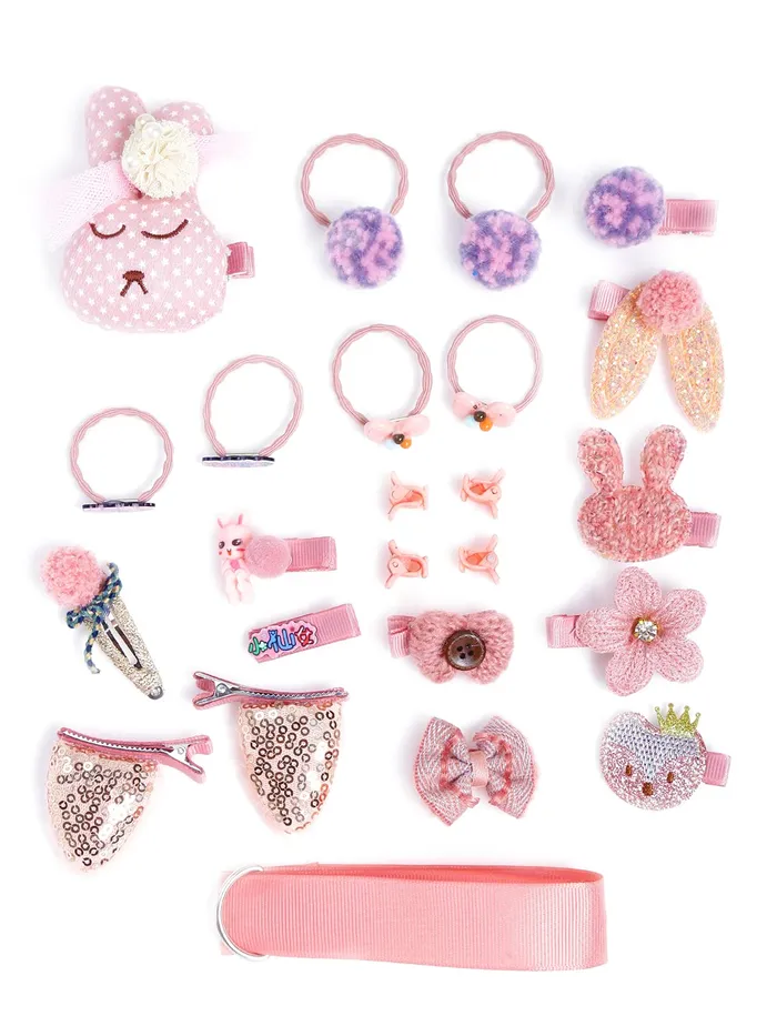 Necklaces Yellow Chimes Melbees by Yellow Chimes Gift Set of Hair Accessories for Kids with Hair Clips and Band Assortment Gift Box for Kids Girls Pack of 24 Pink Medium YCHASETKD004PK