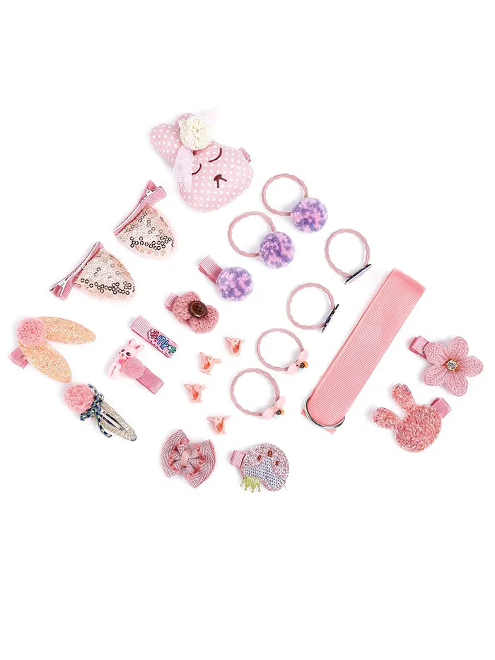 Necklaces Yellow Chimes Melbees by Yellow Chimes Gift Set of Hair Accessories for Kids with Hair Clips and Band Assortment Gift Box for Kids Girls Pack of 24 Pink Medium YCHASETKD004PK