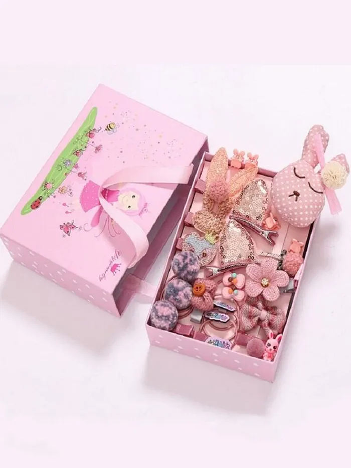 Necklaces Yellow Chimes Melbees by Yellow Chimes Gift Set of Hair Accessories for Kids with Hair Clips and Band Assortment Gift Box for Kids Girls Pack of 24 Pink Medium YCHASETKD004PK