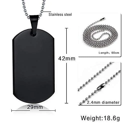 Necklaces Yellow Chimes Pendant for Men and Boys Black Dog Tag for Men Stainless Steel Army Dog Tag Chain Pendants for Men Birthday Gift for Men and Boys Anniversary Gift for Husband Yellow Chimes
