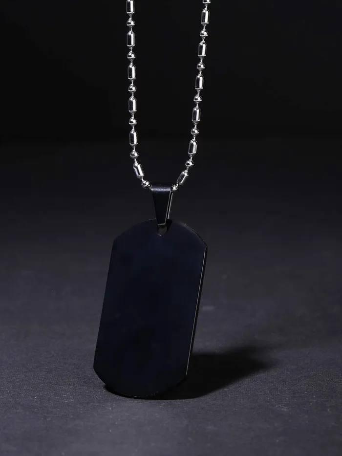 Necklaces Yellow Chimes Pendant for Men and Boys Black Dog Tag for Men Stainless Steel Army Dog Tag Chain Pendants for Men Birthday Gift for Men and Boys Anniversary Gift for Husband Yellow Chimes