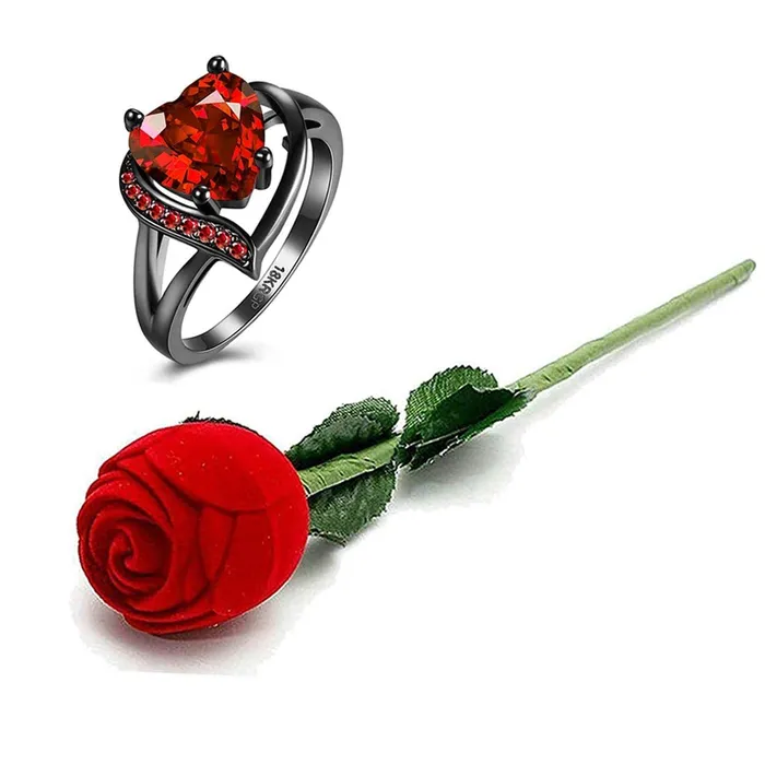 Necklaces Yellow Chimes Ring for Women Red Heart Shaped black Colored Smooth Finished Ring with Red Velvet Rose Ring Box for Women and Girls Yellow Chimes Necklaces Yellow Chimes Ring for Women Red Heart Shaped black Colored Smooth Finished Ring with Red Velvet Rose Ring Box for Women and Girls Yellow Chimes