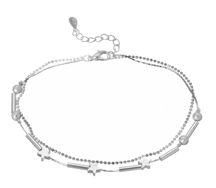 Necklaces Yellow Chimes Silver Anklets for Women 2 Pcs Magical Love Beads Links Silver Plated Anklets Combo for Girls and Women Yellow Chimes