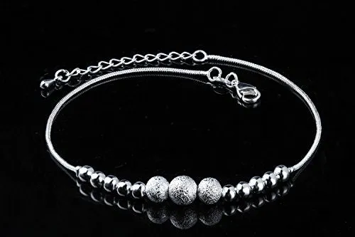 Necklaces Yellow Chimes Silver Anklets for Women 2 Pcs Magical Love Beads Links Silver Plated Anklets Combo for Girls and Women Yellow Chimes