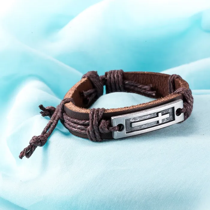 Necklaces Yellow Chimes Yellow Chimes Bracelet for Men Cross Style Casual Leather Wrap Bracelets for Men and Boys