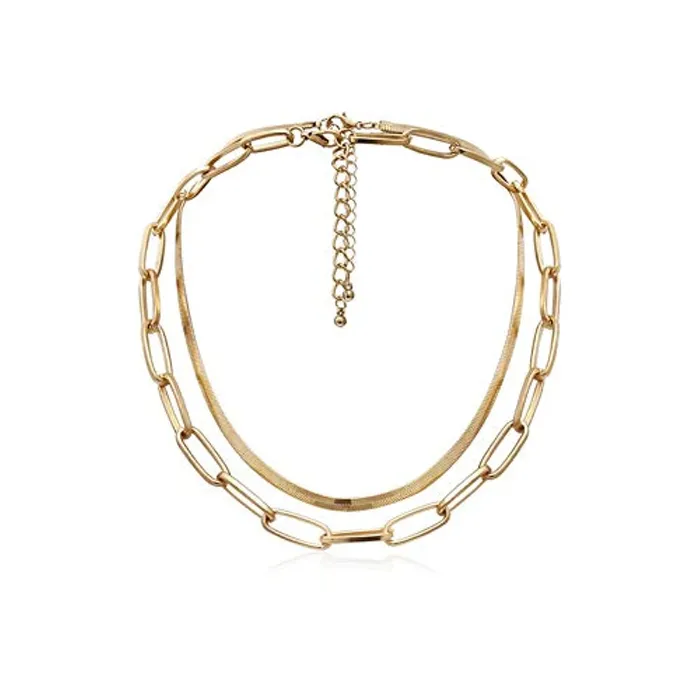 Necklaces Yellow Chimes Yellow Chimes Choker Necklace for Women Gold Plated Chain Choker Necklace for Girls Dual Layer Choker Necklace for Women and Girls