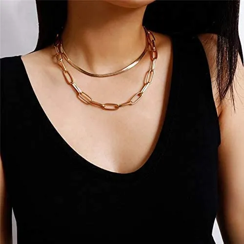 Necklaces Yellow Chimes Yellow Chimes Choker Necklace for Women Gold Plated Chain Choker Necklace for Girls Dual Layer Choker Necklace for Women and Girls