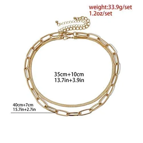 Necklaces Yellow Chimes Yellow Chimes Choker Necklace for Women Gold Plated Chain Choker Necklace for Girls Dual Layer Choker Necklace for Women and Girls