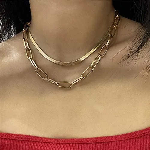 Necklaces Yellow Chimes Yellow Chimes Choker Necklace for Women Gold Plated Chain Choker Necklace for Girls Dual Layer Choker Necklace for Women and Girls