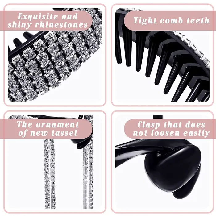 Necklaces Yellow Chimes Yellow Chimes Claw Clips for Women Hair Clutches Ponytail Bun Clips for Hair Rhinestone Crystal Tassel Claws for Hair Buns Clips Pack of 1 Silver