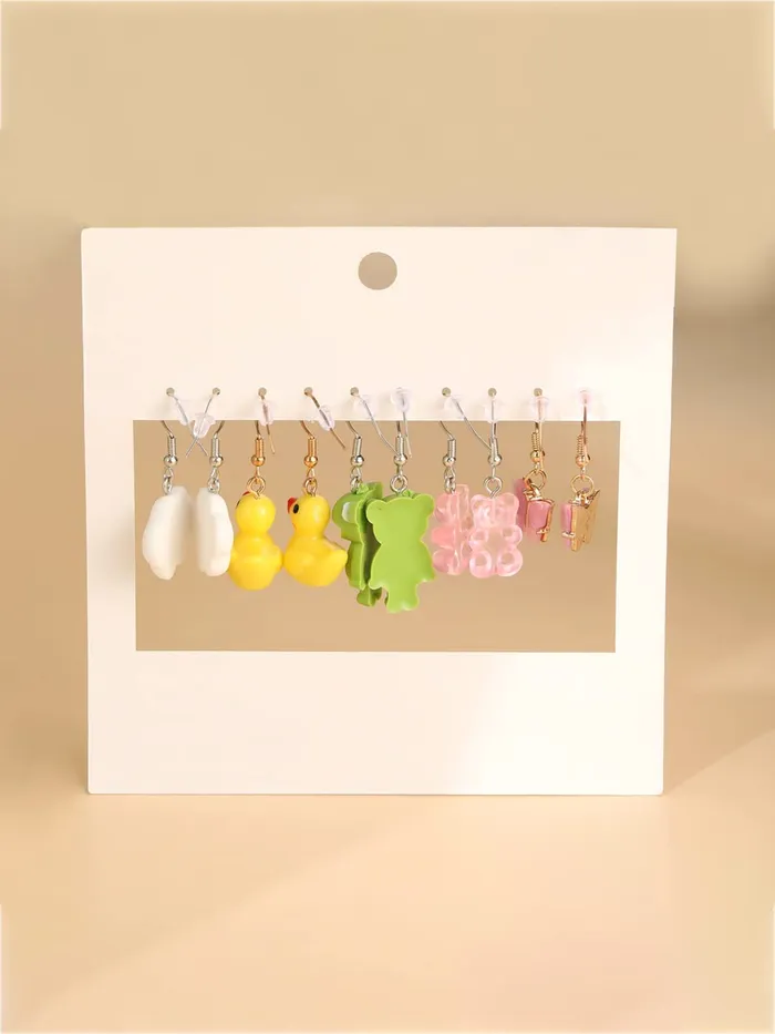 Necklaces Yellow Chimes Yellow Chimes Combo Earring For Women set Pack Of 6 Pairs Of Multicolor Cute Creature Charm Hanging Earrings For Women and Girls