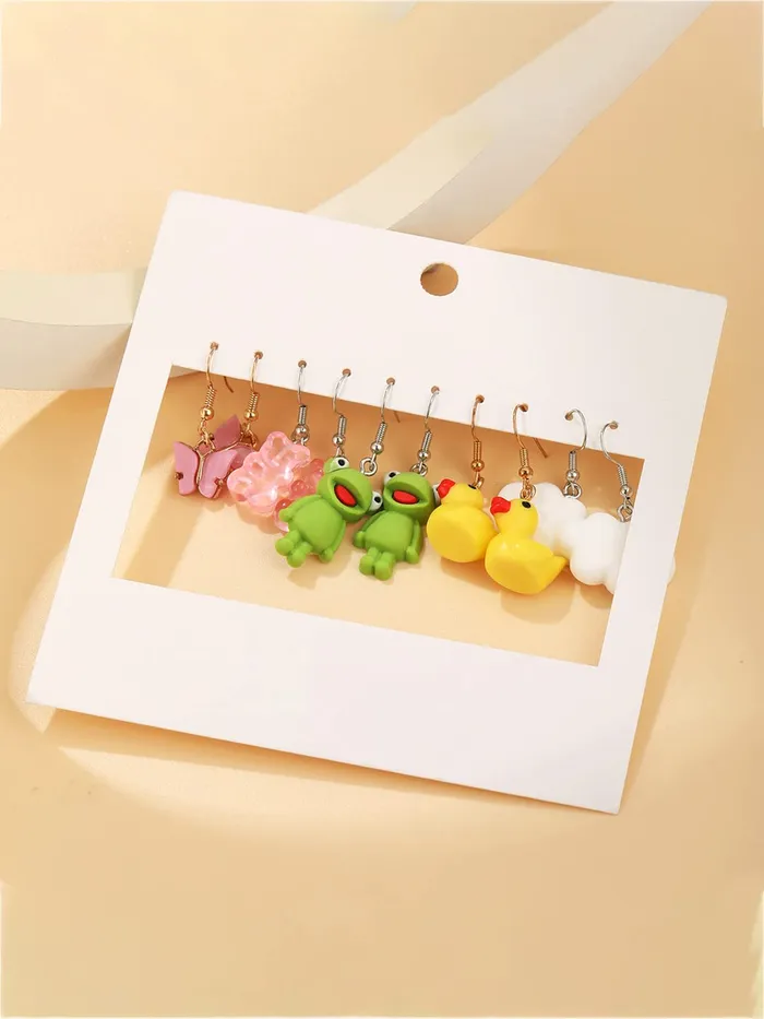Necklaces Yellow Chimes Yellow Chimes Combo Earring For Women set Pack Of 6 Pairs Of Multicolor Cute Creature Charm Hanging Earrings For Women and Girls
