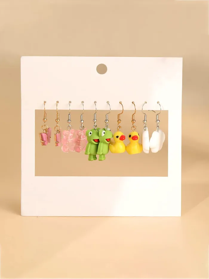 Necklaces Yellow Chimes Yellow Chimes Combo Earring For Women set Pack Of 6 Pairs Of Multicolor Cute Creature Charm Hanging Earrings For Women and Girls