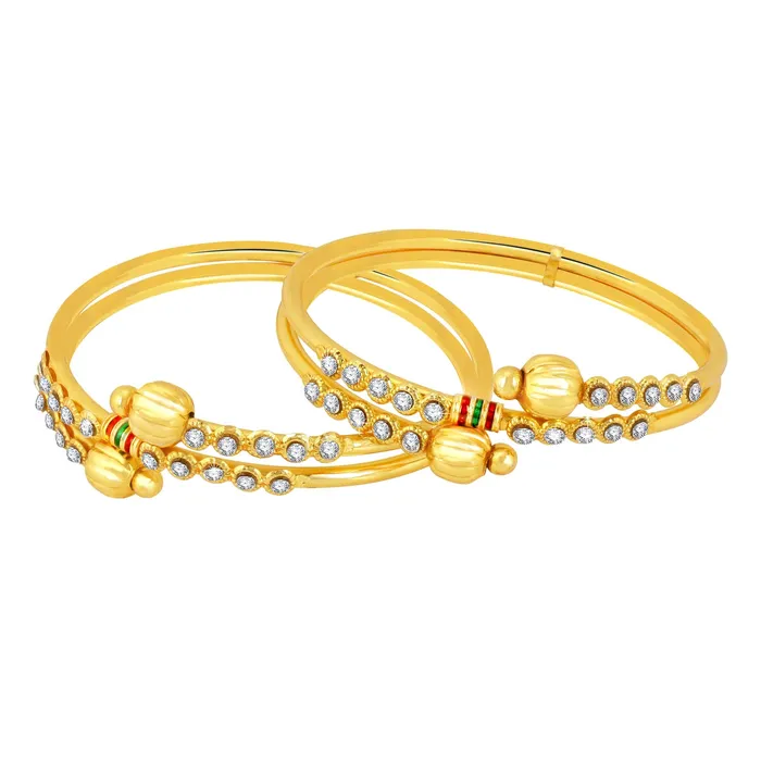 Necklaces Yellow Chimes Yellow Chimes Designer CZ Victorian 2 Pc Gold Plated Traditional Bangles Set for Women