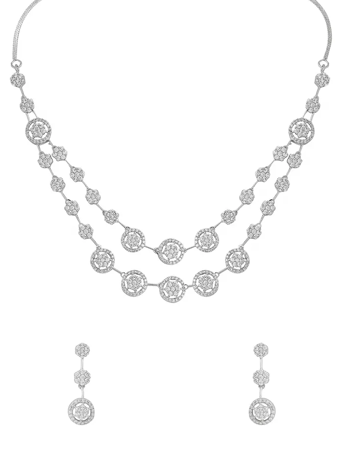 Necklaces Yellow Chimes Yellow Chimes Diamond Necklace Set for Women White Stone Silver Necklace Set AD Jewellery Set for Women Silver Diamond Necklace Set Birthday Gift for Girls Women Anniversary Gift for Wife Necklaces Yellow Chimes Yellow Chimes Diamond Necklace Set for Women White Stone Silver Necklace Set AD Jewellery Set for Women Silver Diamond Necklace Set Birthday Gift for Girls Women Anniversary Gift for Wife