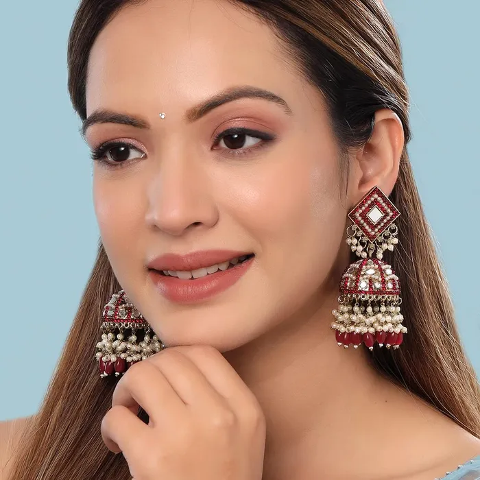Necklaces Yellow Chimes Yellow Chimes Earrings for Women and Girls Meenakari Jhumka Gold Plated Meenakari Jhumka Earrings Birthday Gift for girls and women Anniversary Gift for Wife