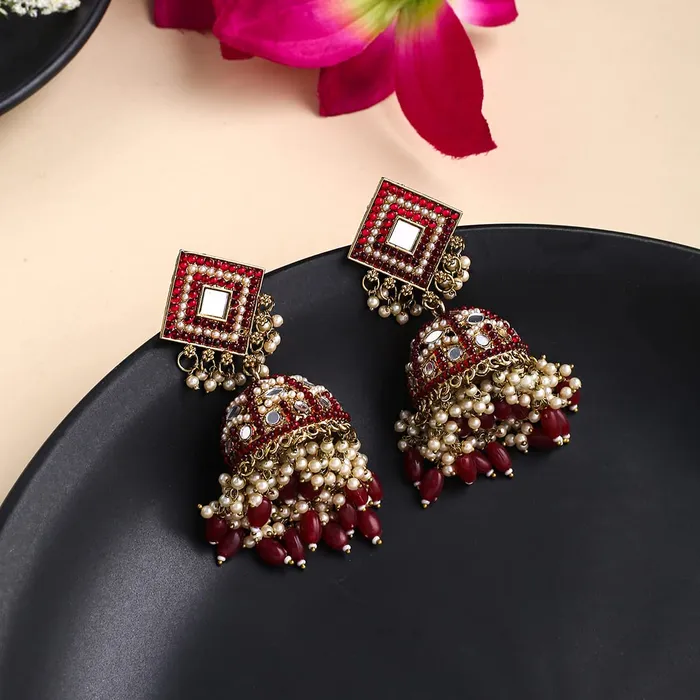 Necklaces Yellow Chimes Yellow Chimes Earrings for Women and Girls Meenakari Jhumka Gold Plated Meenakari Jhumka Earrings Birthday Gift for girls and women Anniversary Gift for Wife