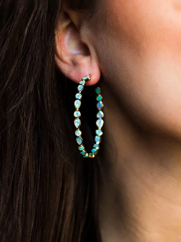 Necklaces Yellow Chimes Yellow Chimes Earrings For Women Blue Color Hoop Earring For Women and Girl