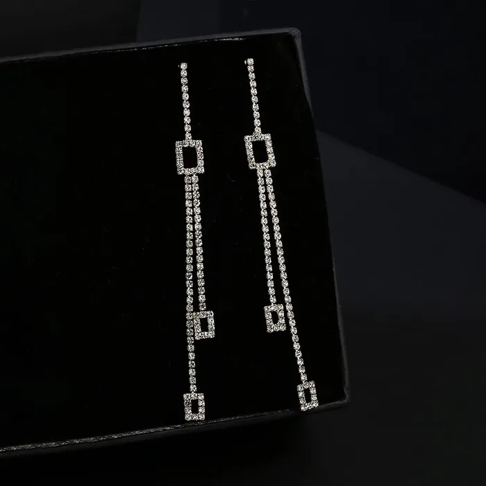 Necklaces Yellow Chimes Yellow Chimes Earrings For Women Gold Tone Crystal Studded Long Elegant Chain Dangler Earrings For Women and Girls