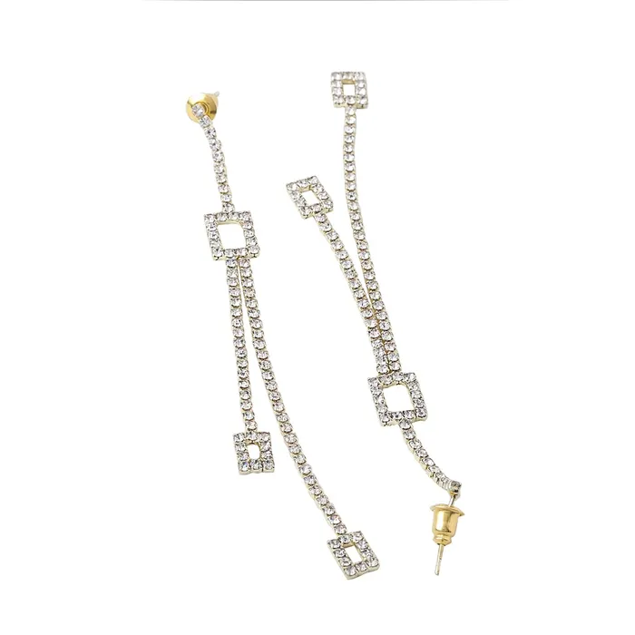 Necklaces Yellow Chimes Yellow Chimes Earrings For Women Gold Tone Crystal Studded Long Elegant Chain Dangler Earrings For Women and Girls