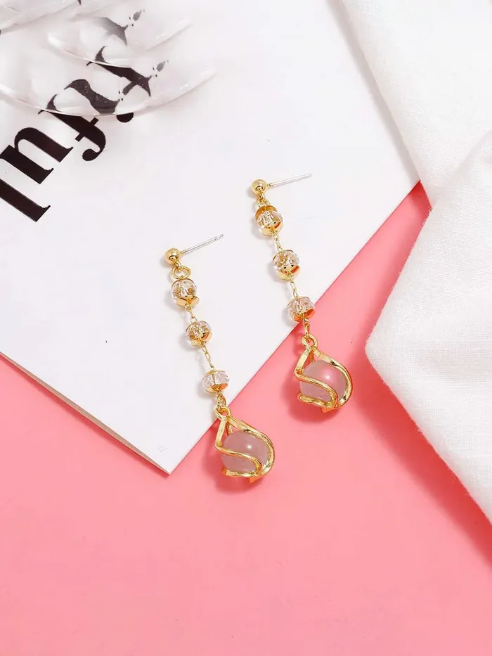 Necklaces Yellow Chimes Yellow Chimes Earrings For Women Gold Tone Round Crystal Drop Dangle Earrings For Women and Girls